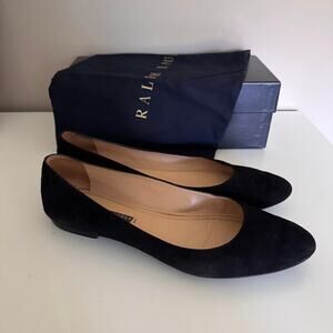 Ralph Lauren Collection Purple Label Tish Black Kid Suede Ballet Flats Size 9